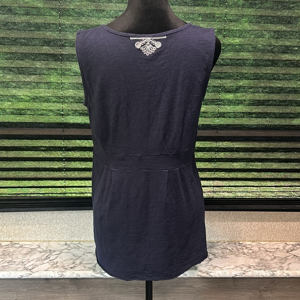 Marino Bay Women’s Cotton Sleeveless Embroidered Button Front Shirt Size Medium - Picture 3 of 7